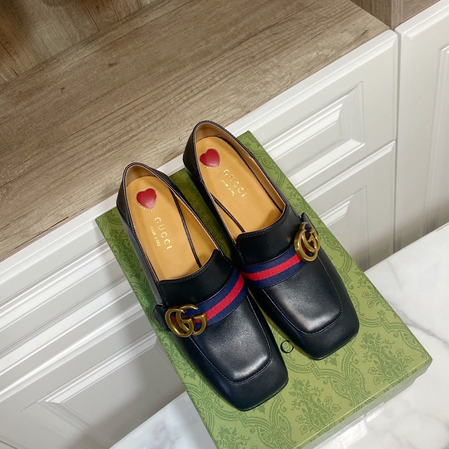 GUCCI 26S GG LOAFERS 75 MM IN BLACK CALFSKIN STYLE 2