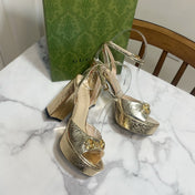GUCCI 26S HIGH-HEELED SANDALS 105 MM IN LIGHT GOLD CALFSKIN