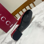 GUCCI 26S SLINGBACK FLATS IN DARK RED CALFSKIN