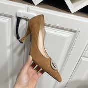 GUCCI 26S HIGH-HEELED SHOES 85 MM IN BROWN SUEDE WITH CRYSTAL