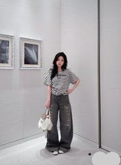 DIOR 25S RIPPED WIDE-LEG PANTS 706