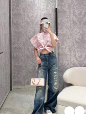 DIOR 25S RIPPED WIDE-LEG PANTS 705