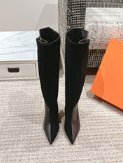 HILONA 6 CM BOOTS IN BLACK CALFSKIN AND SUEDE