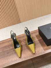 SL DUNE SLINGBACK PUMPS MUSTARD POLISHED CALFSKIN