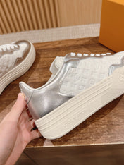 LV TRAINER SNEAKER IN SILVER MIX WHITE EMBOSSED CALFSKIN