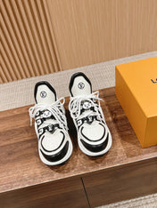 LV ARCHLIGHT SNEAKER IN WHITE MIX BLACK EMBOSSED CALFSKIN 101058