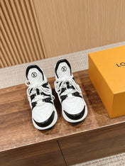 LV ARCHLIGHT SNEAKER IN WHITE MIX BLACK EMBOSSED CALFSKIN