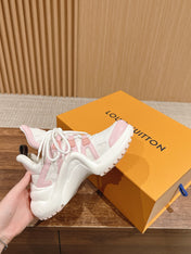 LV ARCHLIGHT SNEAKER IN WHITE MIX BABY PINK EMBOSSED CALFSKIN