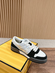 FENDI MATCH TRAINER IN BLACK MIX WHITE CALFSKIN AND HIGH-DENSIITY FABRIC