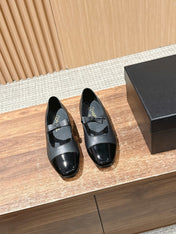 CHANEL 25S BALLET MARY JANES BLACK IN CALFSKIN AND PATENT CALFSKIN