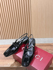 GUCCI 26S BLOCK-HEEL SLINGBACK PUMPS 45 MM IN BLACK CALFSKIN