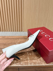 GUCCI 26S VITTORIA PUMPS 60 MM IN WHITE LAMBSKIN