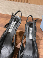 PRADA 26S SLINGBACK PUMPS IN BLACK CALFSKIN