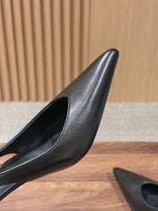 PRADA 26S SLINGBACK PUMPS IN BLACK CALFSKIN