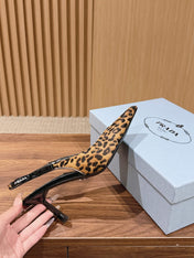PRADA 26S SLINGBACK POINTED HEELS IN LEOPARD PRINT PONY HAIR