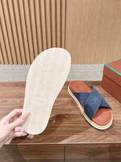 LP 26S CROSS STRAP SLIDES SANDAL IN NAVY BLUE SUEDE