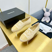 CC ESPADRILLES PLATFORM 25S IN BEIGE YELLOW TWEED MIX CALFSKIN