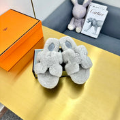 0RAN SHEARLING SANDALS PALE GRAY