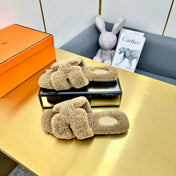 0RAN SHEARLING SANDALS CAMEL BROWN