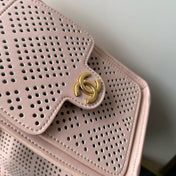 CHANEL 26S HOBO BAG 22 IN LIGHT PINK PERFORATED CALFSKIN GOLD HARDWARE