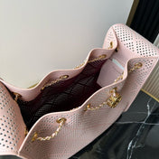 CHANEL 26S HOBO BAG MEDIUM 30 IN LIGHT PINK PERFORATED CALFSKIN GOLD HARDWARE