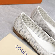 LV WOMEN'S BALLET FLAT IN WHITE CALFSKIN WITH PERFORATION CRAFTMANSHIP