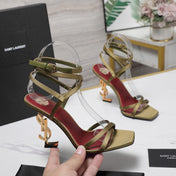 OPYUM SANDALS IN CUBA GOLD SATIN CREPE