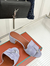 HIGH HEELS IN GREY SUEDE  AND LAMBSKIN