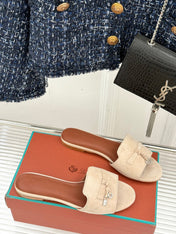 FLAT SANDALS IN BEIGE SUEDE AND LAMBSKIN
