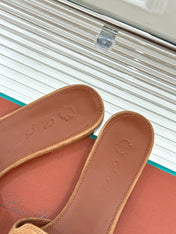FLAT SANDALS IN BROWN SUEDE AND LAMBSKIN