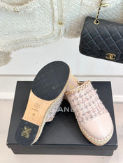 CC MULES 25SS 30 MM IN PASTEL PINK LAMBSKIN MIX TWEED