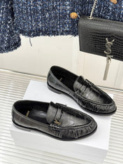 YSL 25S LOAFERS IN BLACK EMBOSSED LAMBSKIN