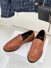 YSL 25S LOAFERS IN BURNT ORANGE BROWN LAMBSKIN