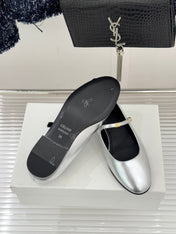 CELINE 26S MARY JANE SHOES IN SILVER LAMBSKIN