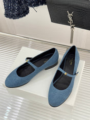CELINE 26S MARY JANE SHOES IN BLUE DENIM
