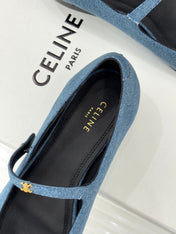 CELINE 26S MARY JANE SHOES IN BLUE DENIM