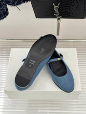 CELINE 26S MARY JANE SHOES IN BLUE DENIM