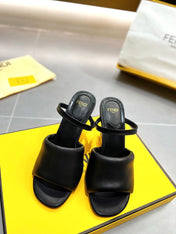FENDI BAGUETTE HIGH-HEEL SANDALS 8 CM IN BLACK CALFSKIN