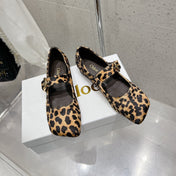 CHLOÉ 26S MARY JANE FLATS IN LEOPARD PRINT PONY HAIR