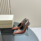 ANGELINA 10 CM SLINGBACK IN PENNY BROWN CROCODILE PATTERN CALFSKIN