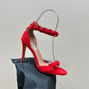 ALAIA HIGH HEEL SANDAL 10 CM IN CHERRY RED SUEDE