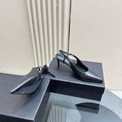 SL TRAPEZE SLINGBACK PUMP BLACK CALFSKIN