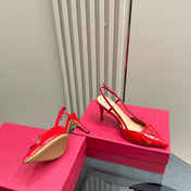 VLOGO SIGNATURUE CHERRY RED PATENT LEATHER SLINGBACK PUMP 80MM