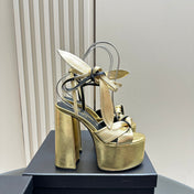 BIANCA PLATFORM SANDALS IN GOLD LAMBSKIN