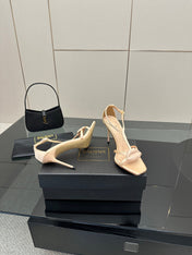 BALMAIN 25S LIPS SANDALS 10 IN BLUSH BEIGE SATIN