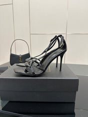 BALMAIN 25S LIPS SANDALS 10 IN BLACK CALFSKIN