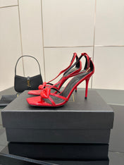 BALMAIN 25S LIPS SANDALS 10 IN CRIMSON RED CALFSKIN
