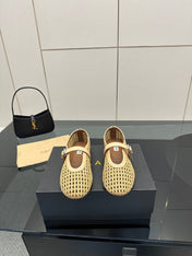 ALAIA MARY JANE FLAT 25S IN BEIGE WOVEN MESH