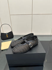 ALAIA MARY JANE FLAT 25S IN BLACK WOVEN MESH