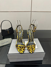 TOM FORD 26S HEELED SANDALS 100 MM IN LEOPARD PRINT CALFSKIN STYLE 3
